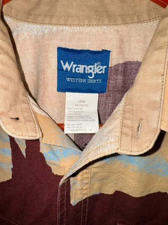 Vintage Wrangler Brushpopper Pearl Snap Aztec Mens Large Western Rare Pattern - Picture 4 of 8